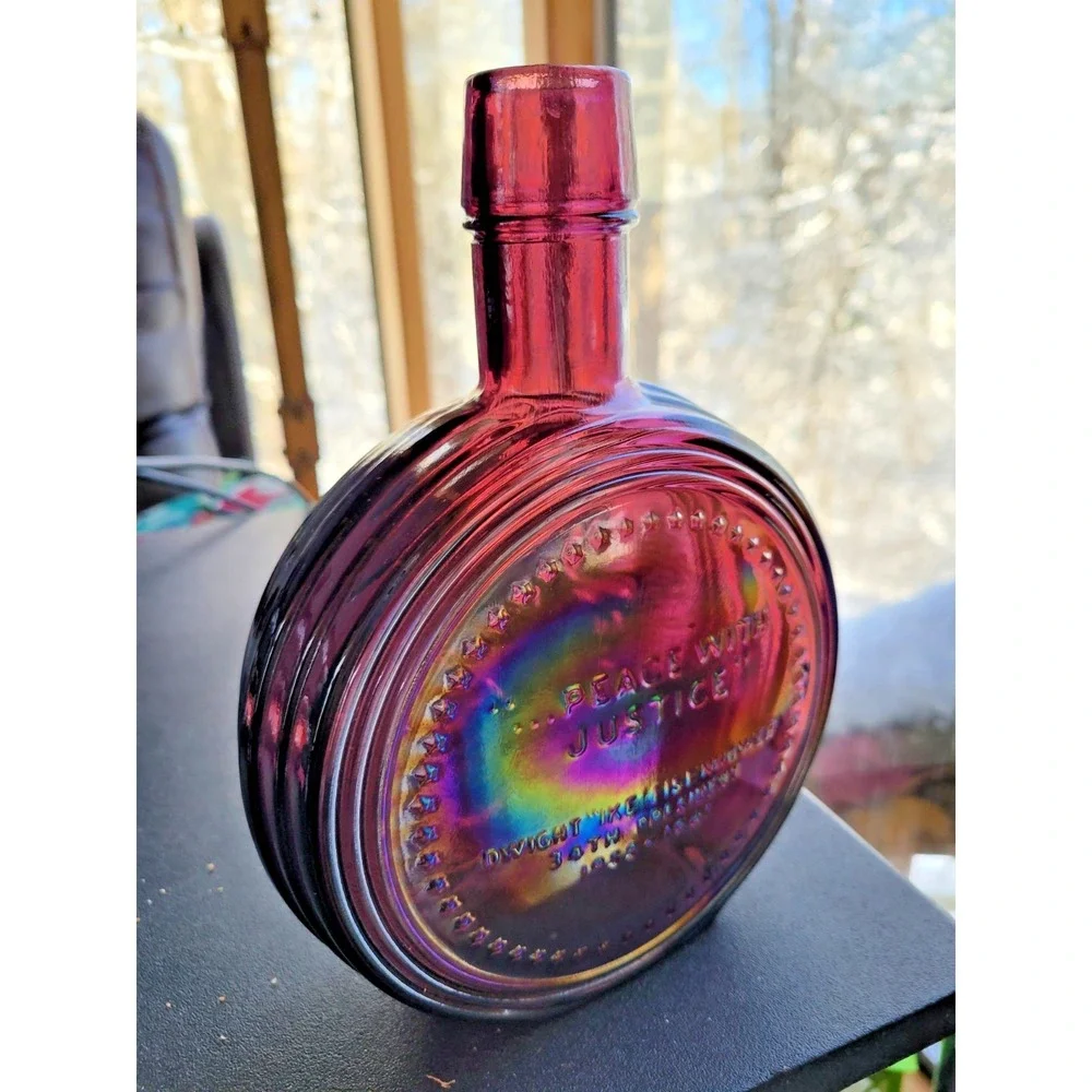Wheaton Presidential Decanter Vintage Carnival Glass Purple Dwight D Eisenhower - Picture 4 of 6